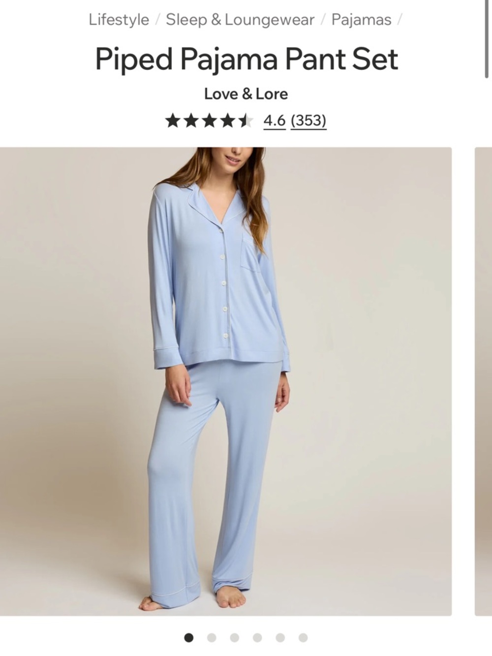 Indigo Piped Pajama Set - Light Blue